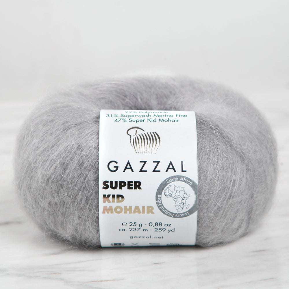 Gazzal Super Kid Mohair Gri 25 Gr El Örgü İpi - 64434